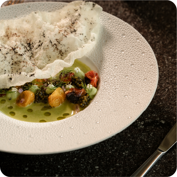 Modern dishes at the Caviar Bar